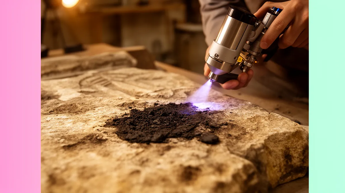 Torche de soudage chauffant une surface rocheuse.